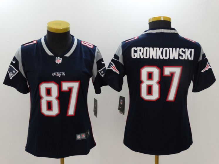 Women New England Patriots #87 Gronkowski Blue Nike Vapor Untouchable Limited NFL Jerseys->->Women Jersey